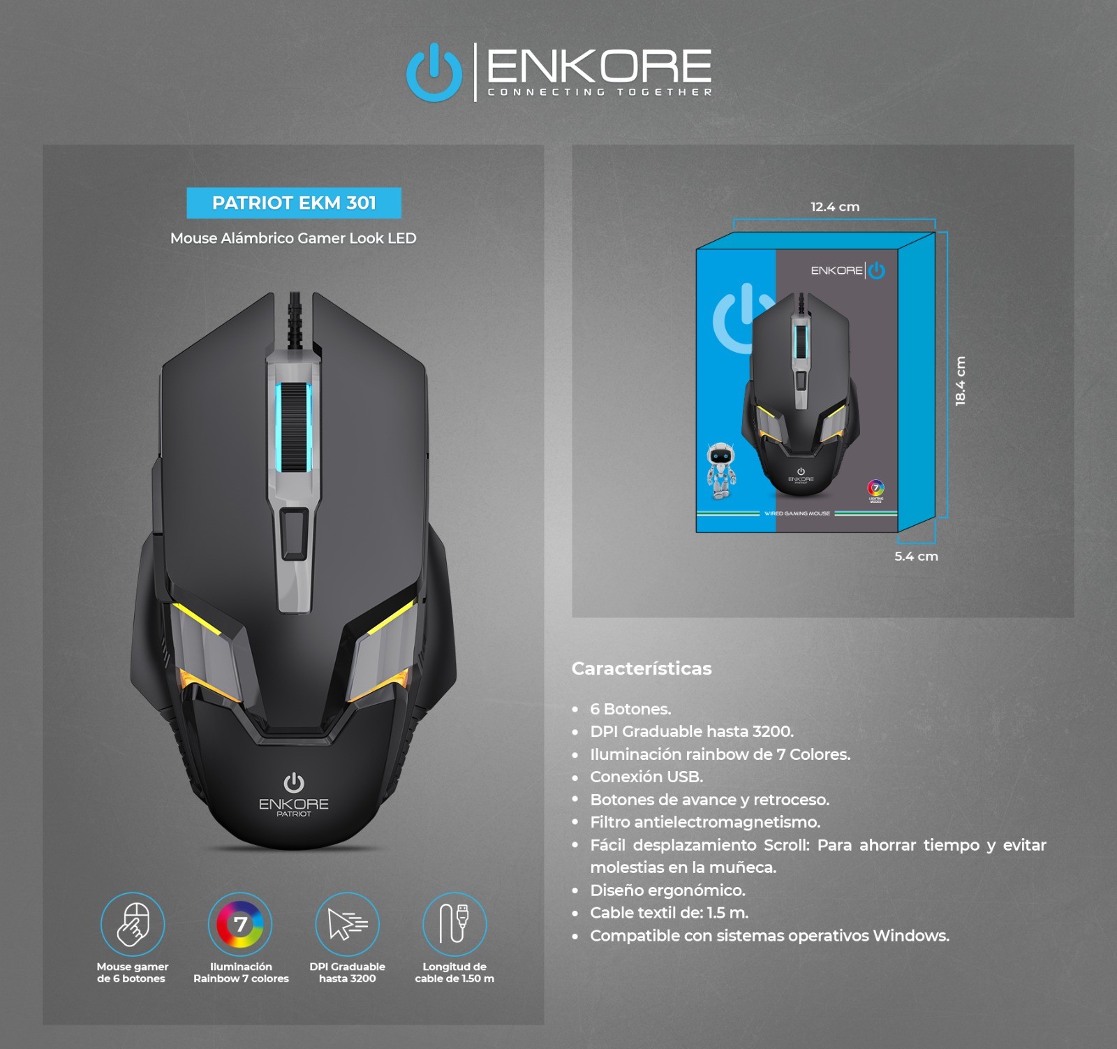 MOUSE GAMER ENKORE Patriot EKM 301