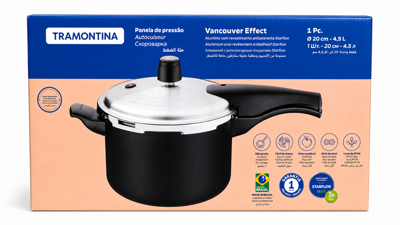 OLLA DE PRESIÓN 4.5L - VANCOUVER EFFECT - TRAMONTINA