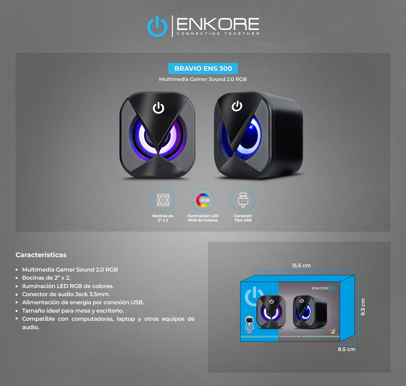 PARLANTE RGB BRAVIO ENS 300 - ENKORE